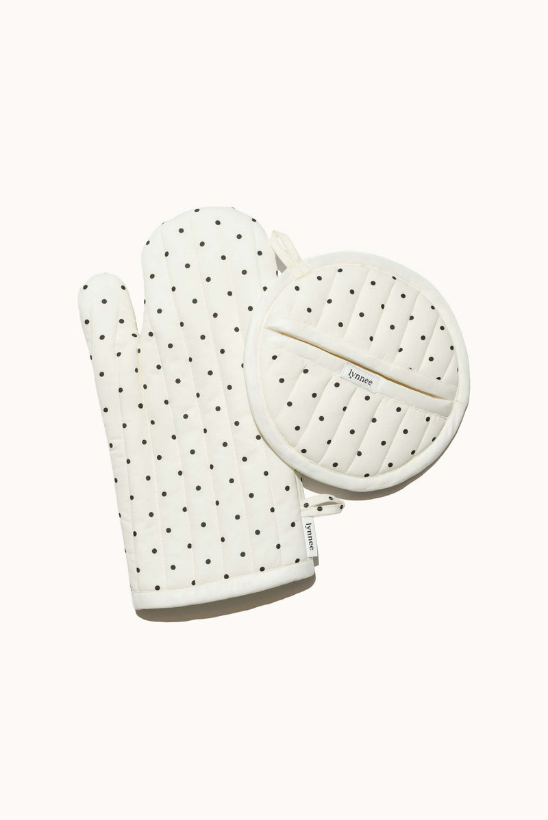 Lady Dot Oven Mitt & Pot Holder Set