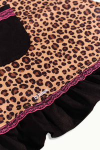 Lynnee Kitchen Apron Leopard, Hot Pink and Black with Girly Lace and Ruffles