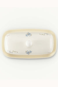 For Love & Lemons x Lynnee Cream Baby Bows Ceramic Butter Dish Top View