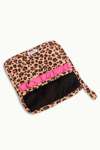 Lynnee Pot Holder, Leopard, Hot Pink and Black with Girly Ruffles and hanging loop